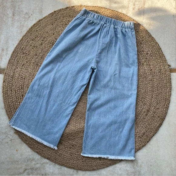 Blue Straight Pants with side slits - Picture 8 of 9